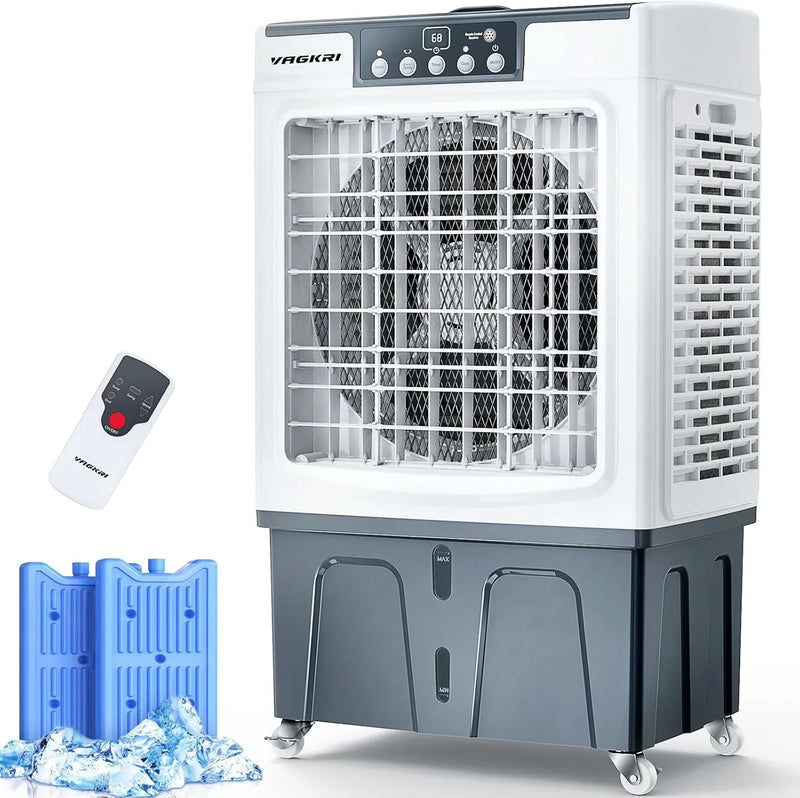 Evaporative Cooler, Air Cooler, 120°Oscillation Swamp Cooler with Remote Control, 24H Timer, 3 Wind Speeds for Outdoor Indoor Use,8 Gallon Q616