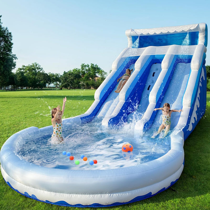 Large Inflatable Water Slide Swimming Pool Play Center, Commercial Grade Lightweight Premium Water Slide Bounce House 20.6x9.5x9.3Ft for Kids and Adults (with Blower) S7060
