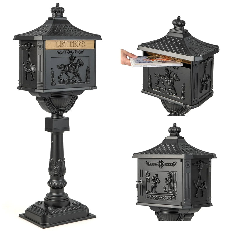 Cast Aluminum Mailbox with Post M1291