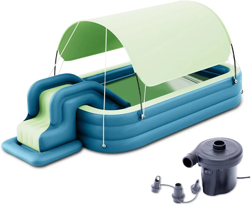 Ergocar Inflatable Swimming Pool with Water Slide, Inflatable Slide Water Pool with Awning, Inflatable Mega Bouncy Castle Water Park, Swim Centre Pools for Backyard, Garden, Summer Water Party C5291