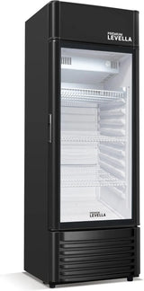 PRF125DX Glass Door Display Refrigerator 12.5 cu ft Commercial Beverage Cooler Merchandiser With Customizable Lightbox - Silver