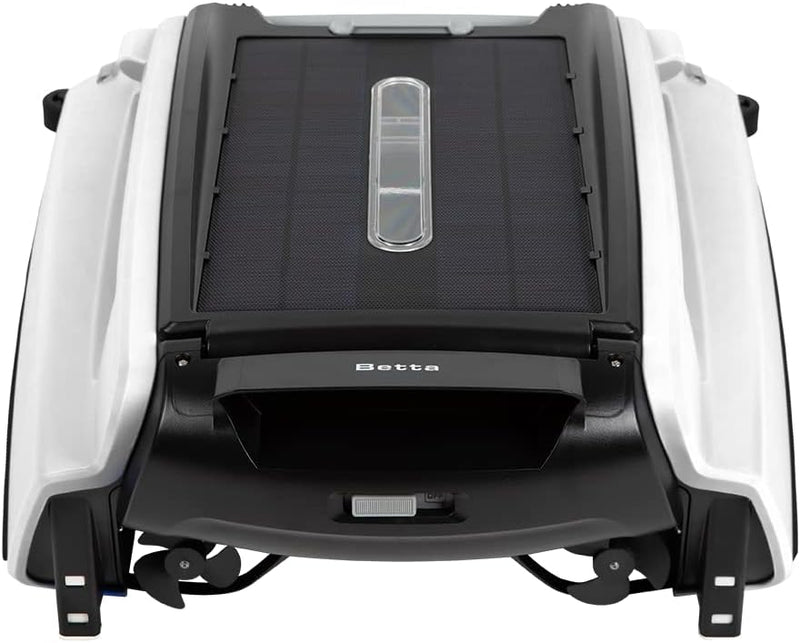 Solar Powered Automatic Robotic Pool Surface Skimmer Cleaner with 30-Hour Continuous Cleaning Battery Power and Re-Engineered Twin Salt Chlorine Tolerant Motors (Blue) U4519