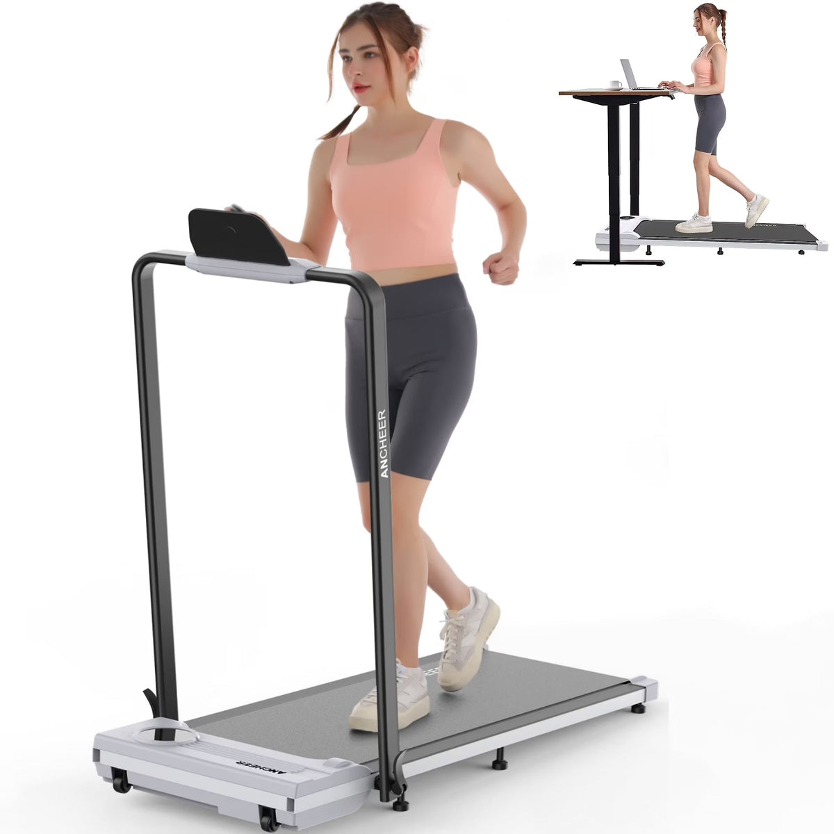 ANCHEER Portable Folding Walking Pad 300lb, 7.5 MPH Under Desk Treadmill with Remote Control LED Display,2 in 1 Walking Pad Treadmill for...