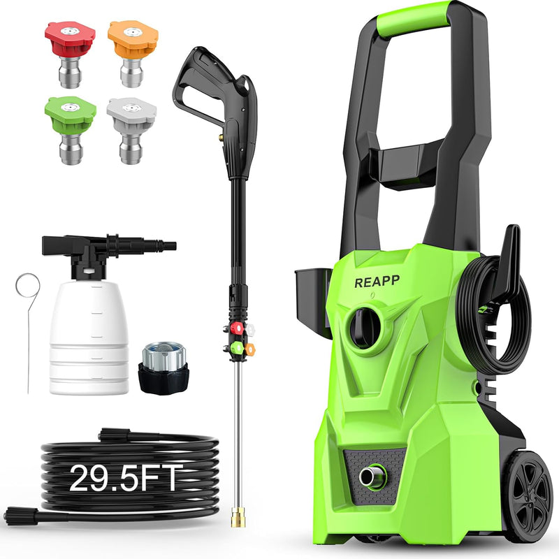 Electric high-pressure cleaning machine, foam sprayer, 4 quick-connect high-pressure nozzles, 2400 pounds/square inch 2.4 gallons/minute powerful cleaning machine, high-pressure cleaning equipment for V4695