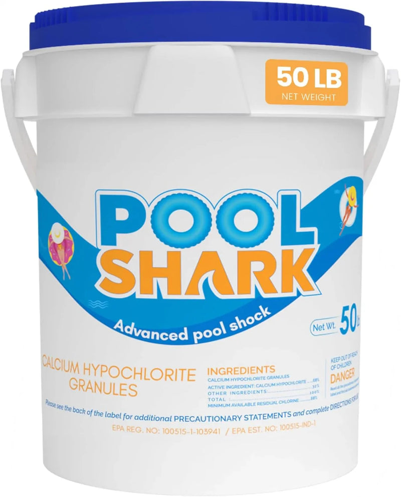 68% Calcium Hypochlorite Pool Shock for Swimming Pools - Chlorine Granules Swimming Pool Shock 50 lbs Bucket - Pool Chlorine for Inground and Above Ground Pool Treatment, Saltwater (50lbs) K1403