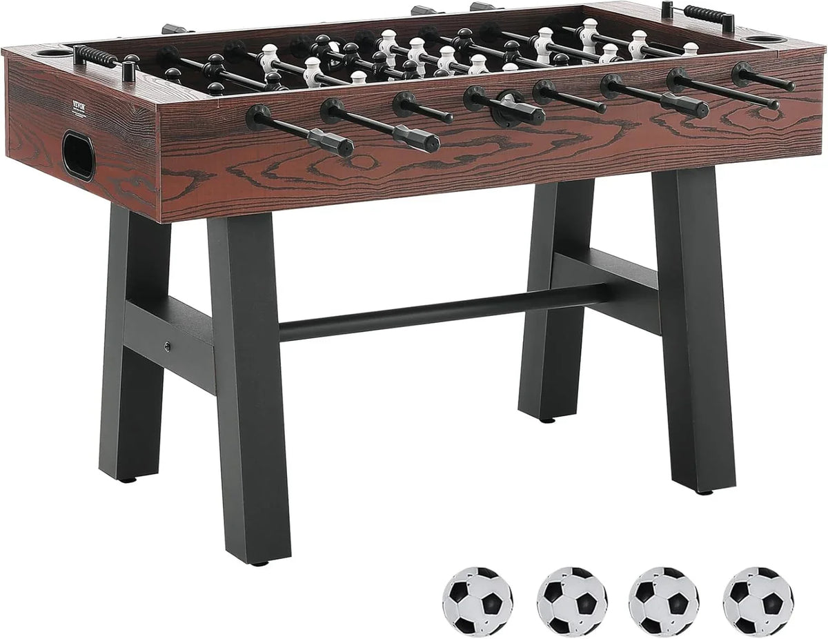 Foldable flyball table, standard size (42/48/55 inches), brown, made of plastic, metal and wood, suitable for two people to play flyball games, suitable for game room.