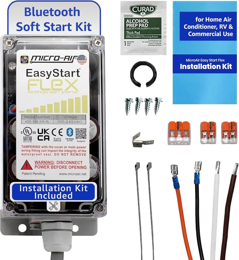 EasyStart FLEX 398 - Wireless Soft Start Kit for Home Air Conditioner, RV & Commercial Use, Works with Generators, Reduces Power Surge, Efficient Start-Up - Up to 6 Tons w/Installation Kit T4955
