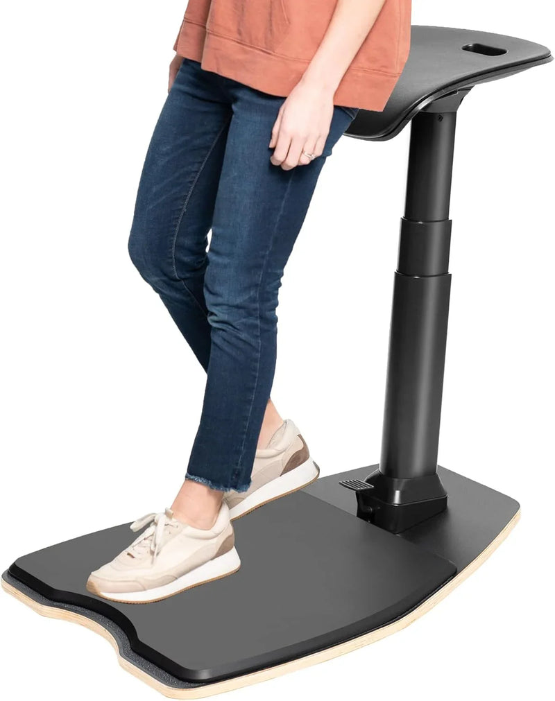 Ergonomic inclined standing desk with chair, portable height-adjustable anti-fatigue cushion, suitable for home and office, black G9648