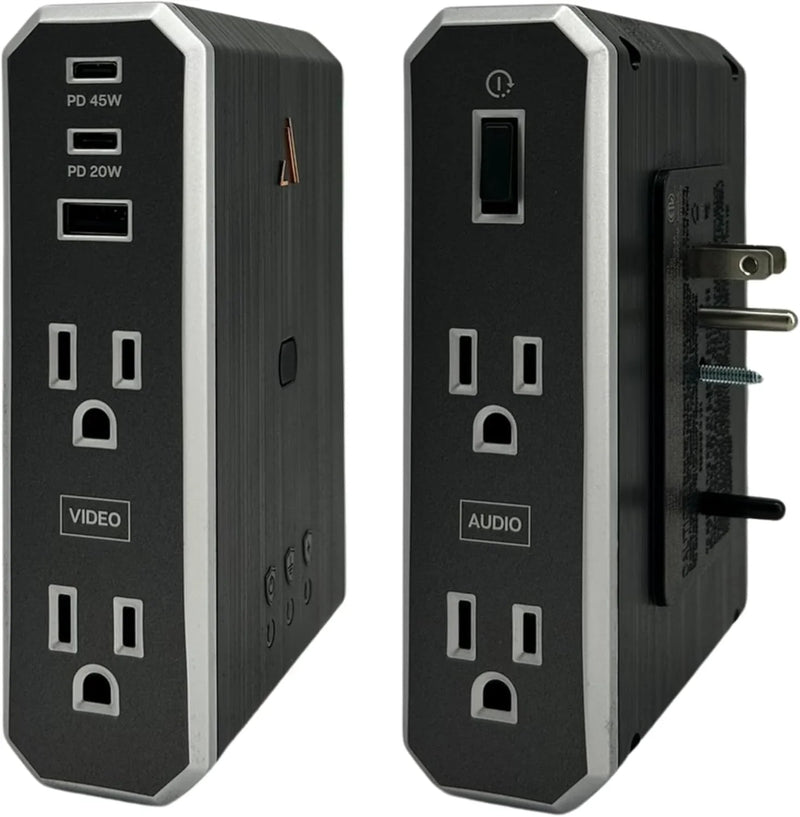 Austere VII Series Wall Power, 4 Outlets Surge Protector Power Strip, 2 USB C & 1 USB A, 2.4 amps, 45W & 20W Power Delivery | 3500 Joules, EMI/RFI Filtering, 6 Year Component Guarantee F6012
