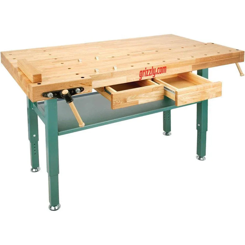 Grizzly Industrial T10157 - Heavy-Duty Oak Workbench with Steel Legs C4135