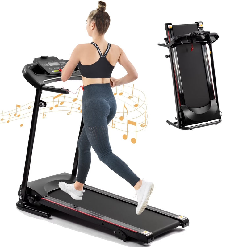 2.5HP Folding Treadmill with Incline, Electric Folding Treadmill for Walking Treadmill Machine 5 in LCD Screen 250 LB Capacity MP3 X6578