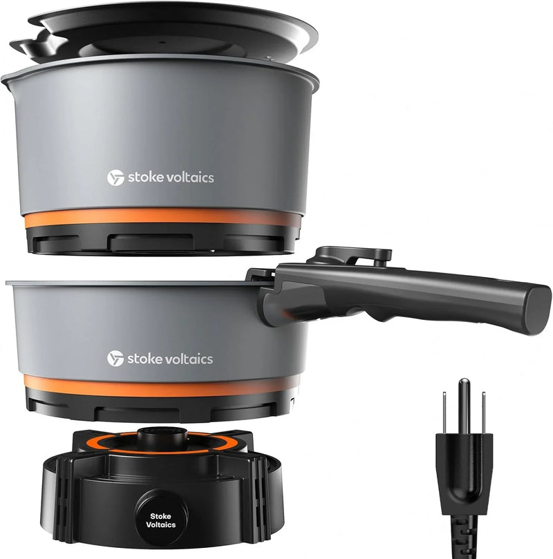 200 - 1000 watt electric camping stove, with cookware, 120 volt portable outdoor cooking set, windproof cookware, suitable for RVs, electric vehicles, off-road travel, RV life, car camping E5935