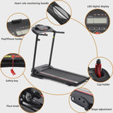 2.5HP Folding Treadmill with Incline, Electric Folding Treadmill for Walking Treadmill Machine 5 in LCD Screen 250 LB Capacity MP3