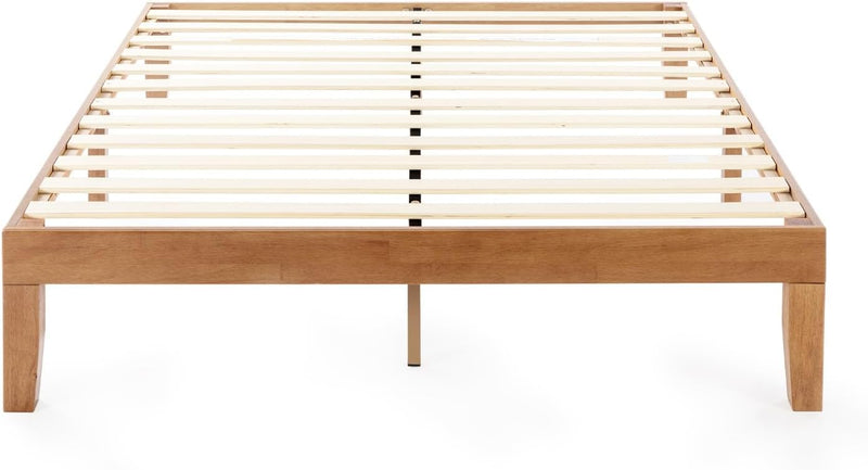 12" Classic Solid Wood Platform Bed Frame w/Wooden Slats (No Box Spring Needed), Natural, Queen Size H8871