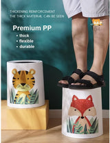 Trash Can No Lid Cute Kitchen Living Room Children's Room Bedroom Office Garbage Can Large Waste Paper Basket Toilet (Color: Tiger)