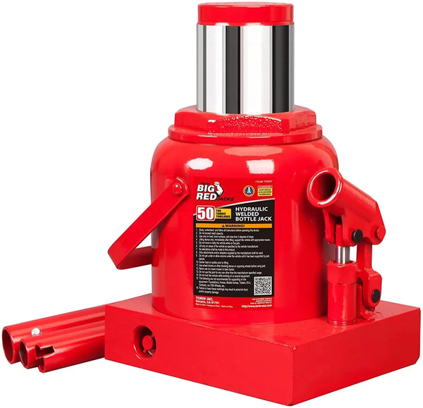 BIG RED 50 Ton Low Profile Hydraulic Bottle Jack – Welded Construction for Automotive & Heavy Lifting P996