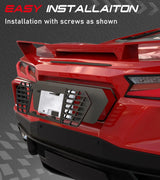 Bundled Items of C8 License Plate Frame and C8 High Wing Spoiler Fit for Corvette C8 2020-2025 Stingray Z51 2020-2025