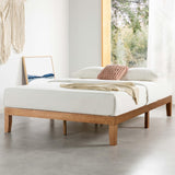 12" Classic Solid Wood Platform Bed Frame w/Wooden Slats (No Box Spring Needed), Natural, Queen Size