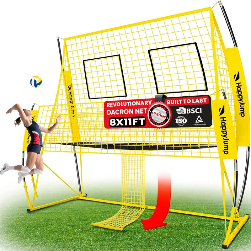 Adjustable volleyball training net equipment system (8x11 feet), suitable for adult outdoor or indoor volleyball practice, equipped with volleyball. N7551