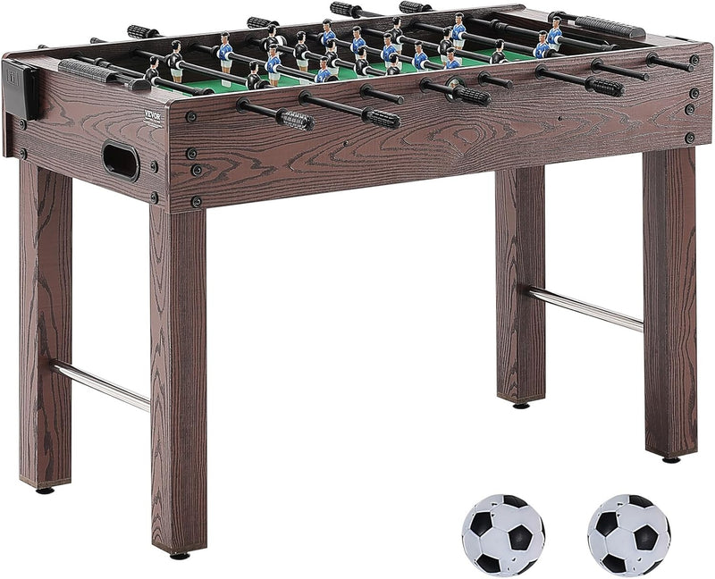 Foldable flyball table, standard size (42/48/55 inches), brown, made of plastic, metal and wood, suitable for two people to play flyball games, suitable for game room. S329