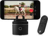 Equestrian silver base set, automatic facial recognition, body recognition, horse mobile tracker, AI-driven 360-degree rotation function, remote control video recording device without manual operation, suitcase and tripod