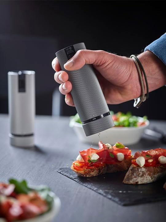 Double-flavor spice grinder Salt grinder - Electric rechargeable series u'Select 15 cm - Pepper grains Salt gem set - 6 preset flour settings