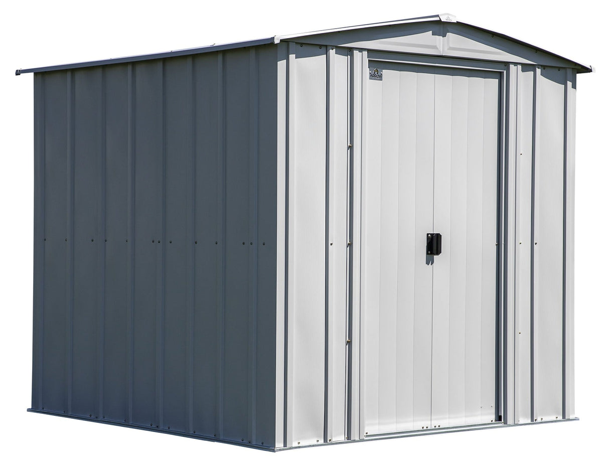 Classic Galvanized Steel Storage Shed, Flute Grey, 6-ft x 7-ft
