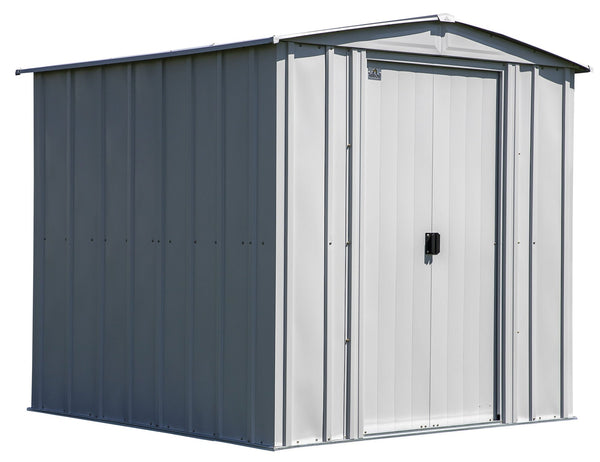 Classic Galvanized Steel Storage Shed, Flute Grey, 6-ft x 7-ft J3845