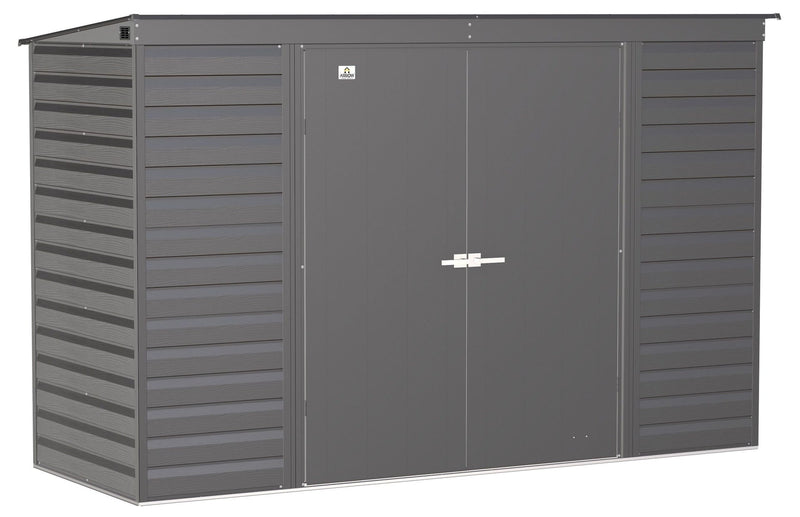 Select Galvanized Steel Storage Shed, Charcoal, 10-ft x 4-ft Q3743