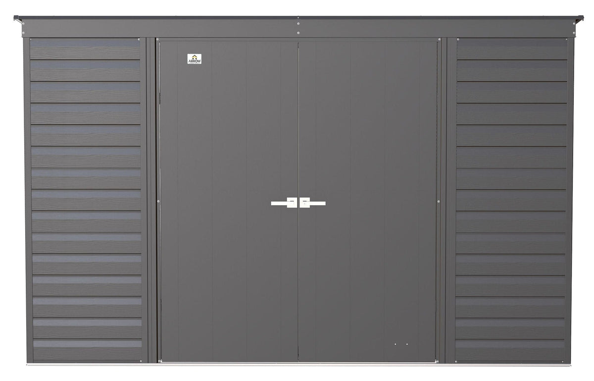 Select Galvanized Steel Storage Shed, Charcoal, 10-ft x 4-ft