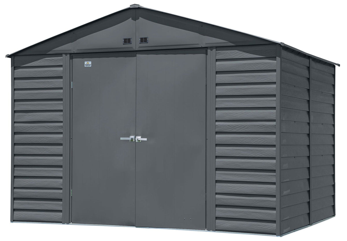 Select Galvanized Steel Storage Shed, Charcoal, 10-ft x 8-ft