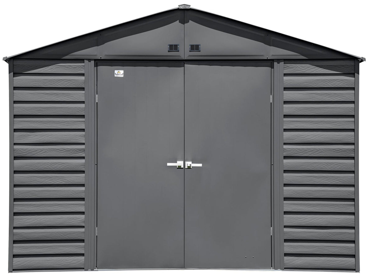 Select Galvanized Steel Storage Shed, Charcoal, 10-ft x 8-ft