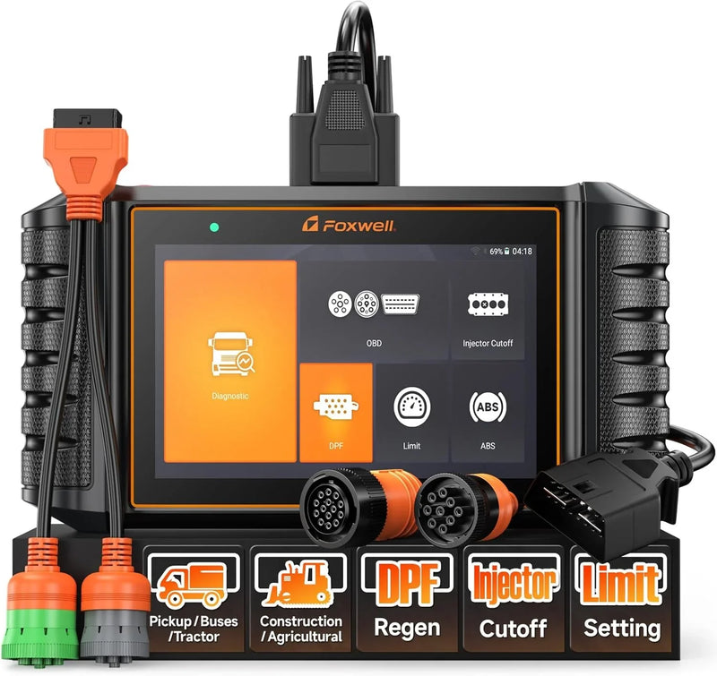 Heavy Duty Truck Scanner with DPF Regen/Injector Cutoff/Limit Setting, Full System Diesel Diagnostic Scan Tool for Cummins, Detroit, Caterpillar, Paccar, Hino & More Pickup Semi Trucks P6855