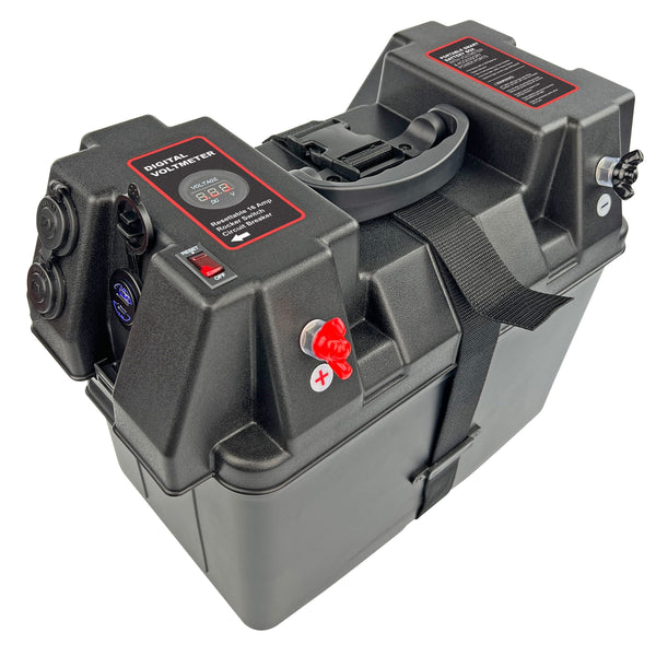Battery Box Power Station with Charge Indicator, Black Q5286