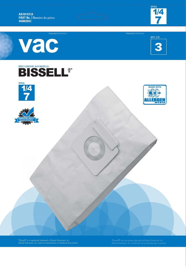 Bissell Type 1, 4 & 7 Replacement Allergen Vacuum Cleaner Bags, 3-pk L4759