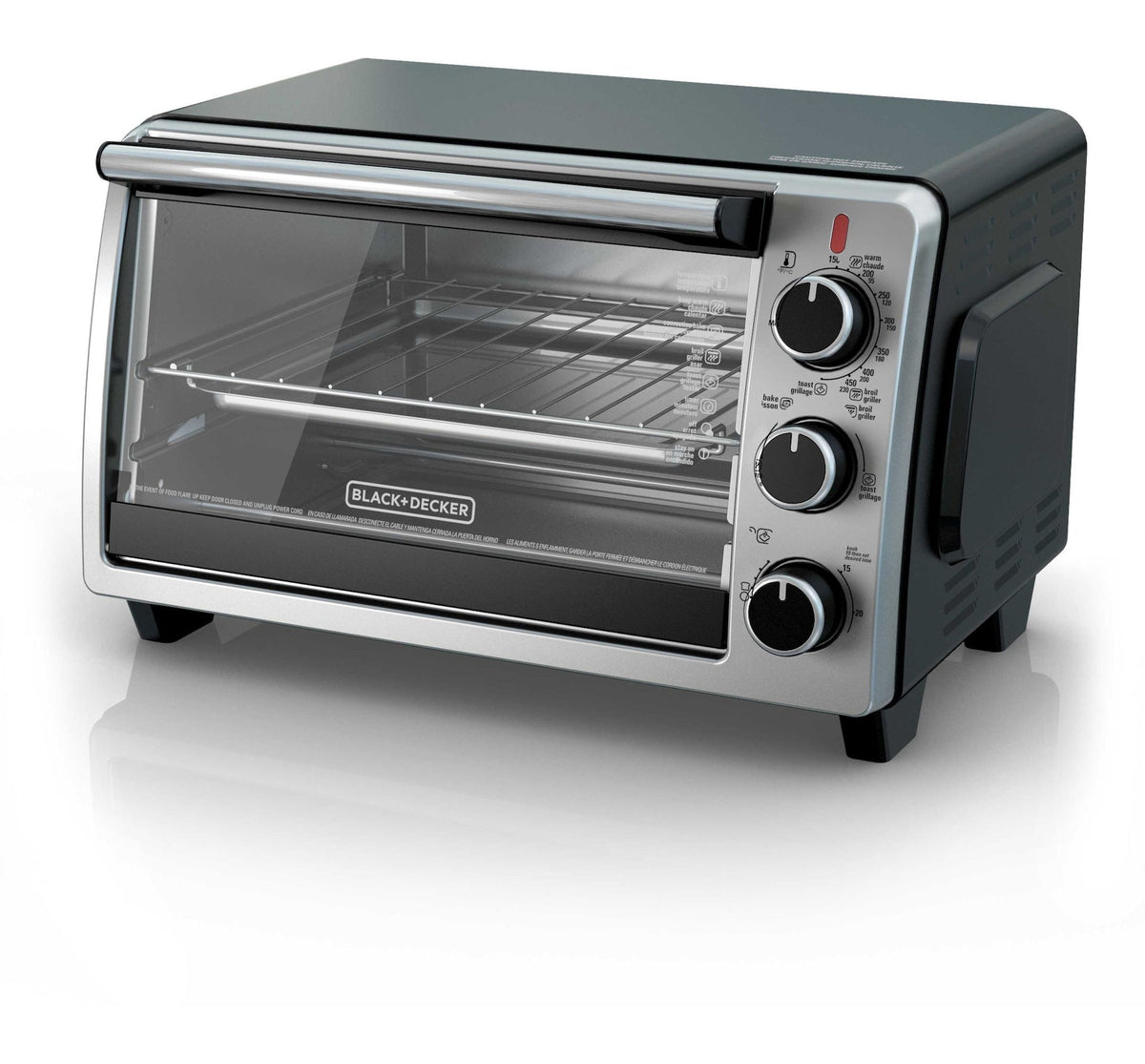 Toaster Oven with 4 Functions, Stainless Steel, 6-Slices