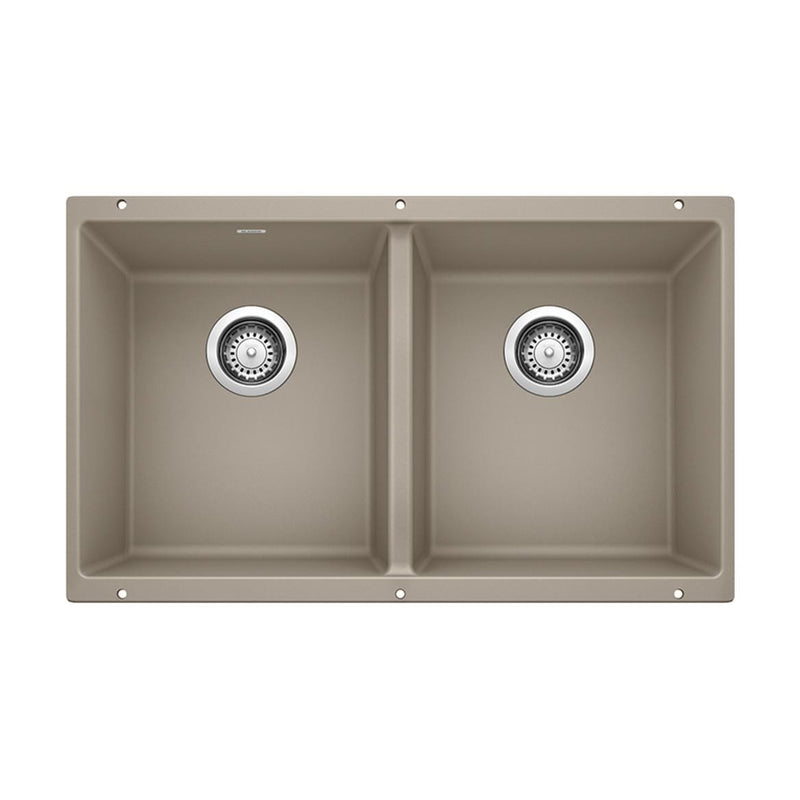 Precis 29-in 50/50 Double Bowl Undermount Kitchen Sink, Truffle G4535
