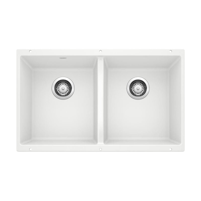 Precis 29-in 50/50 Double Bowl Undermount Kitchen Sink, White D1566