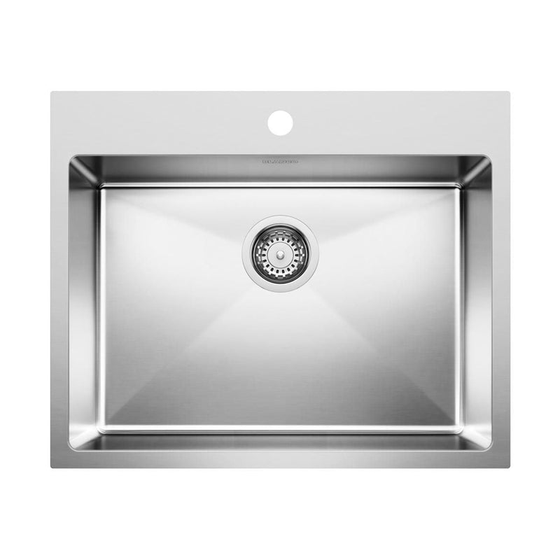 Quatrus R15 25-in Single Bowl Dual Mount Stainless Steel Kitchen Sink W3520