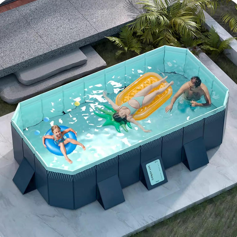 Pool Above Ground/Wood Frame Swimming Pools, 5feet/ 6foot/ 7ft/ 8ft/ 9ft/ 13ft Long Outdoor Mini Large Rectangular Pool for Indoor Outdoor Backyard Home, Toddler Adults Relax Pool (Size: 1.6x1.2x0. B633