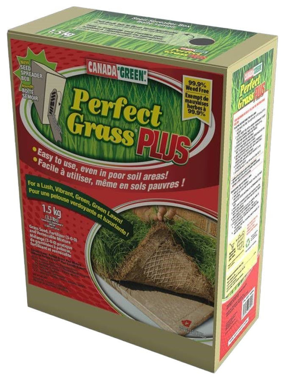 Canada Green Perfect Grass Plus 3-0-3 Grass Seed, Fertilizer & Vermiculite Mixture, 1.5kg T7391