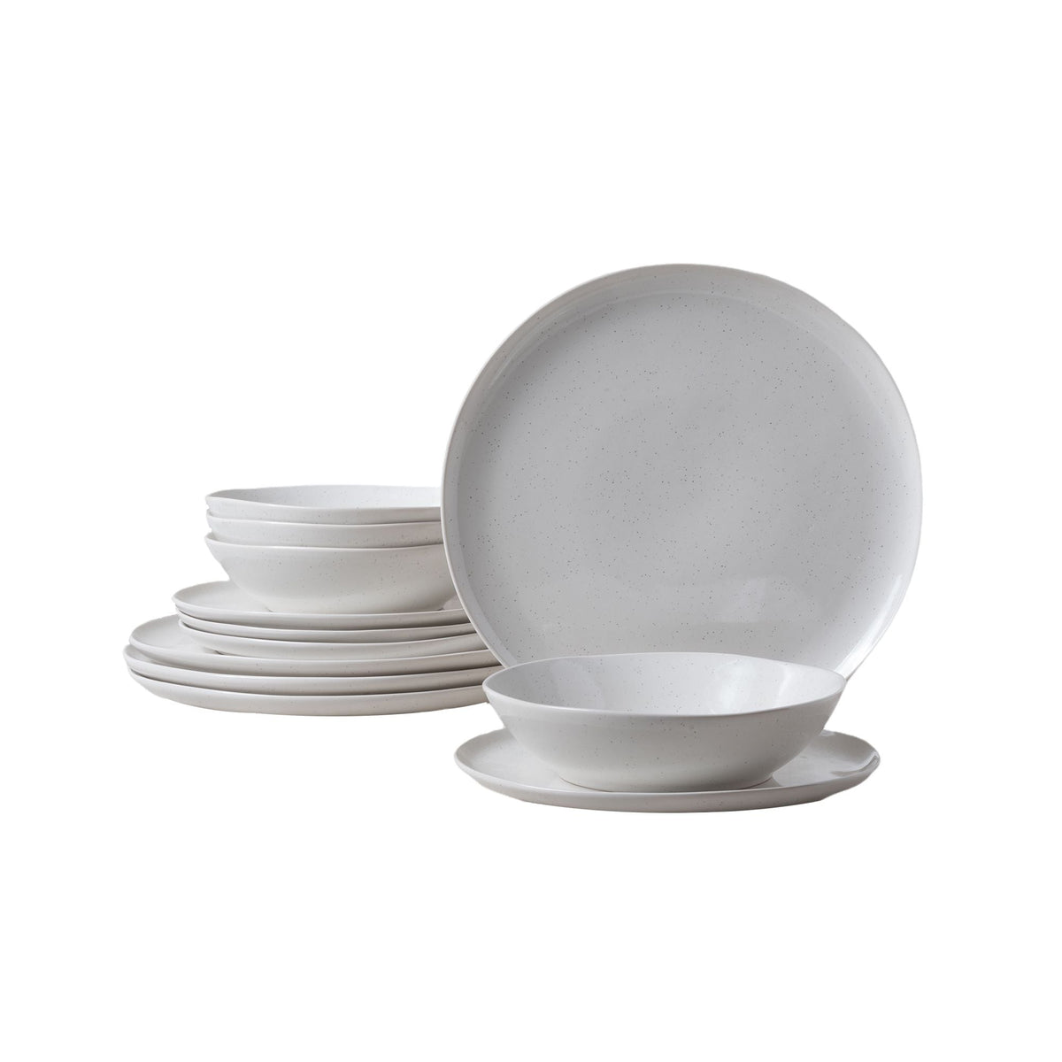 Bettina Glossy Stoneware Dinnerware Set, Serves 4, 12-pc, White Speckle