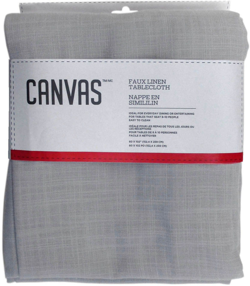 Faux Linen Rectangle Tablecloth, 60-in x 102-in, Light Grey T7665