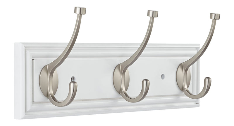 Galena Stainless Steel 3-Hook Rail, White, 16-in H6583