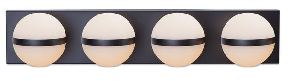 Orion 4-Light Vanity with Acrylic Glass, Black, 25-in J4088