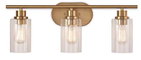 Rosstown 3-Light Vanity Light Fixture with Glass Shades, Brushed Gold G5287