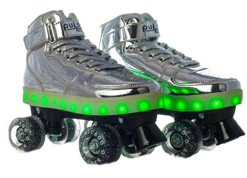 Pulse LED Light Up Rollerskates, Silver P1676