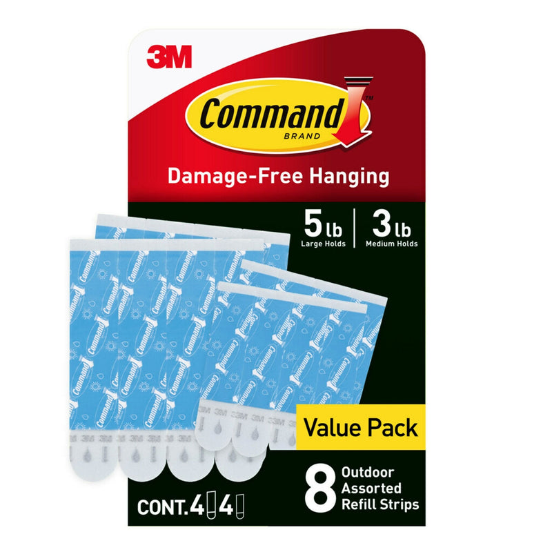 8-Piece 5-lb Medium and Large White All Weather Outdoor & Bath Damage Free Hanging Strips E734