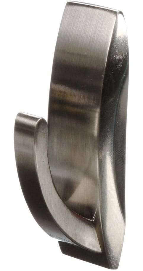 Large Elegant Decorative Metallic Hook with Adhesive Strips, Brushed Nickel, 5-lbs, 2 Strips Per Pack V2392