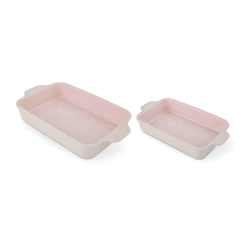Nested Bead Rectangular Bake Dish Set, Pink, 2-pc O8069